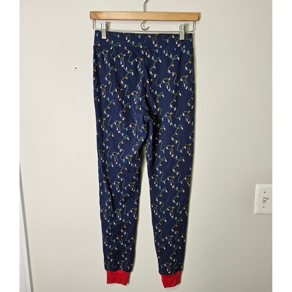 NWT Pact XS Navy Christmas Lights Pajama Set Organic Cotton Holiday Print Cozy - Picture 5 of 11